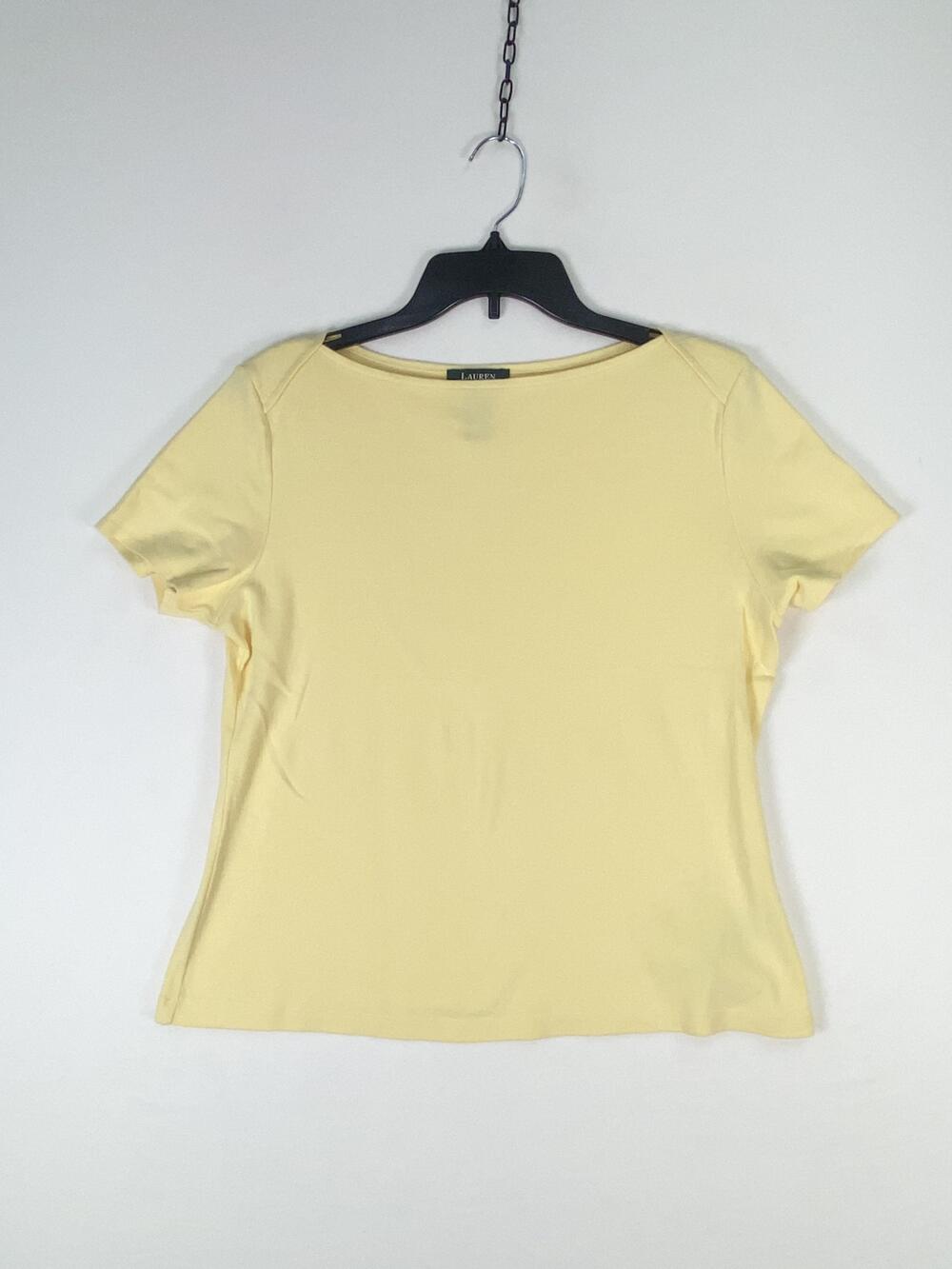 Lauren Ralph Lauren T-shirt Womens XL Yellow Solid Boat Neck Short Sleeve Top